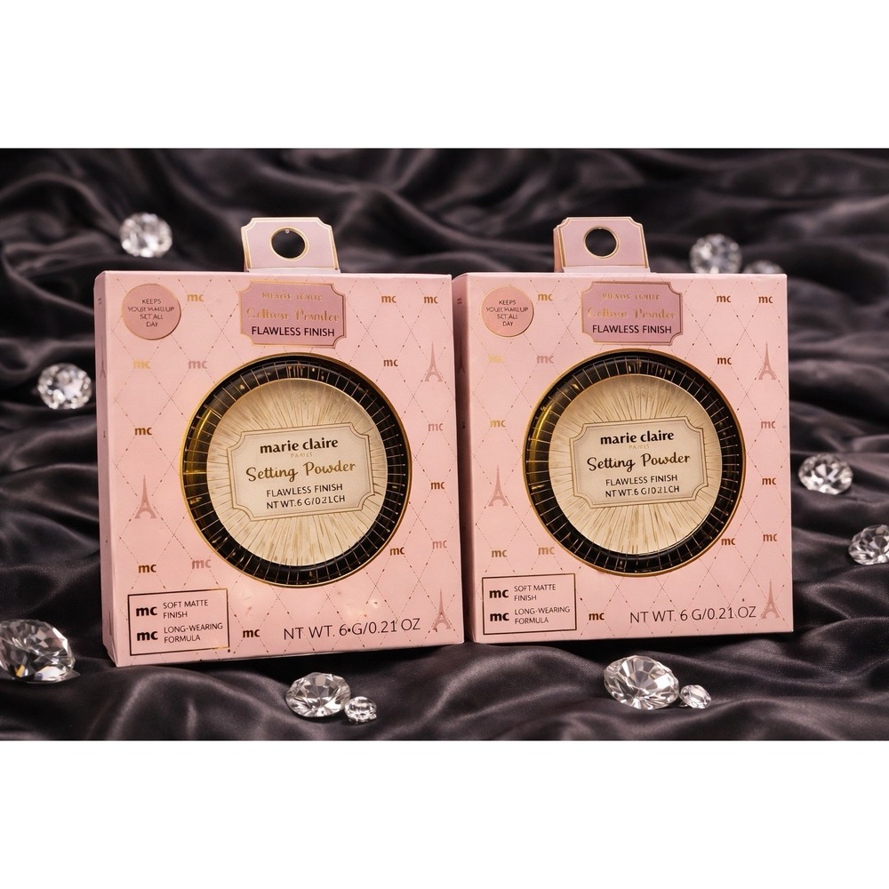 🌺2pk MARIE CLAIRE FLAWLESS BLUR MATTE FINISH 24H MAKEUP SETTING PRESSED POWDER